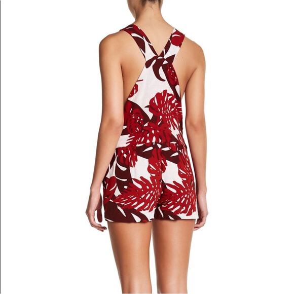 Mikoh Tropical Overall Romper Red White Size Medium - Picture 2 of 14